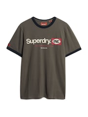 Superdry Dusky Slate Grey Ringer Workwear Graphic T-Shirt - Image 4 of 5
