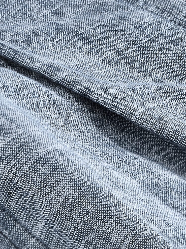 Blue Linen Blend Wide Leg Trousers - Image 7 of 7