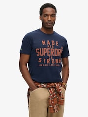 Superdry Nautical Navy Machined Goods Workwear T-Shirt - Image 1 of 5