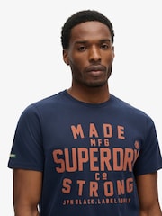 Superdry Nautical Navy Machined Goods Workwear T-Shirt - Image 2 of 5