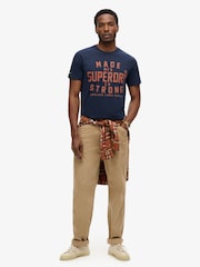 Superdry Nautical Navy Machined Goods Workwear T-Shirt - Image 3 of 5