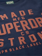 Superdry Nautical Navy Machined Goods Workwear T-Shirt - Image 5 of 5