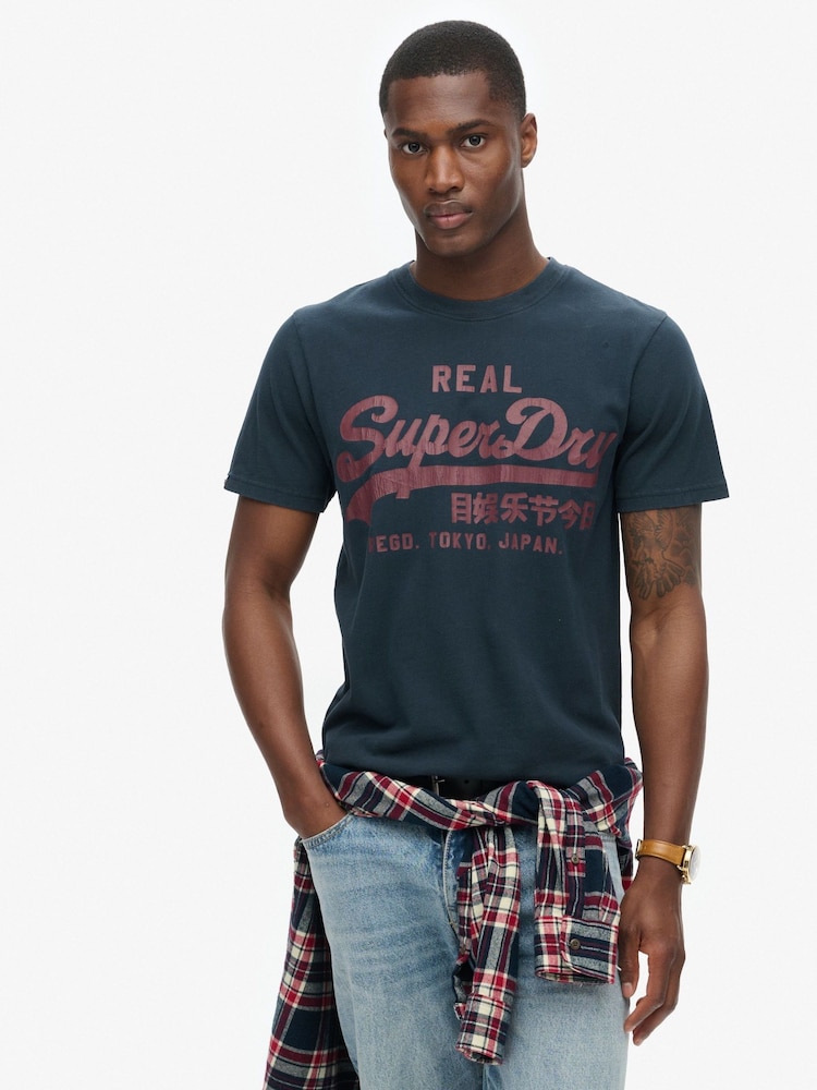 Superdry Eclipse Navy Classic VL Graphic T-Shirt - Image 1 of 5