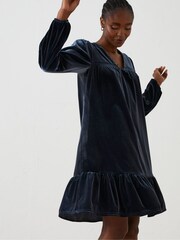 FatFace Blue Poplar Velvet Swing Dress - Image 4 of 7