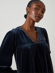 FatFace Blue Poplar Velvet Swing Dress - Image 5 of 7