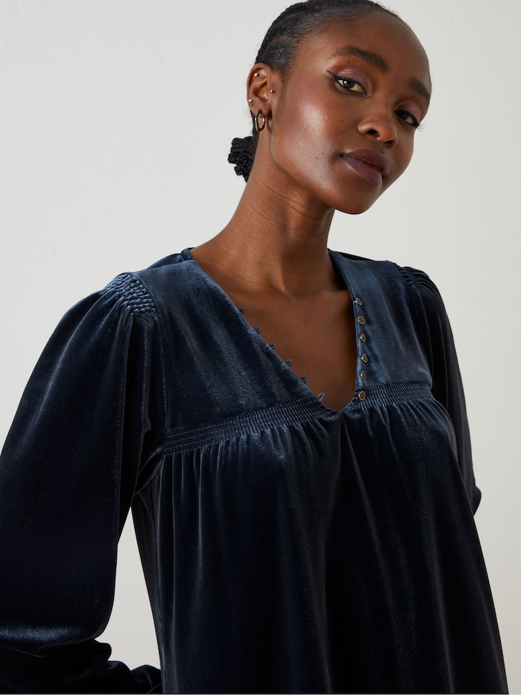 FatFace Blue Poplar Velvet Swing Dress - Image 5 of 7