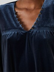 FatFace Blue Poplar Velvet Swing Dress - Image 6 of 7
