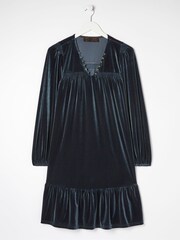 FatFace Blue Poplar Velvet Swing Dress - Image 7 of 7