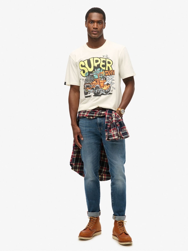 Superdry White 100% Cotton Dragnut Odd Rods Loose T-Shirt - Image 1 of 4