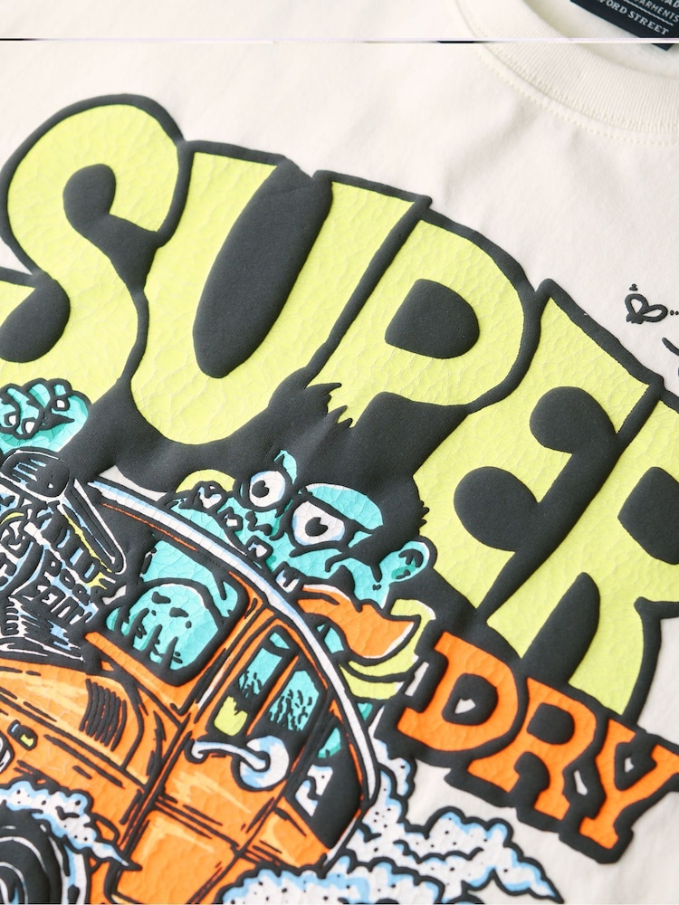 Superdry White 100% Cotton Dragnut Odd Rods Loose T-Shirt - Image 4 of 4
