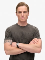 Superdry Vintage Black 100% Cotton Embossed Logo Graphic T-Shirt - Image 3 of 6