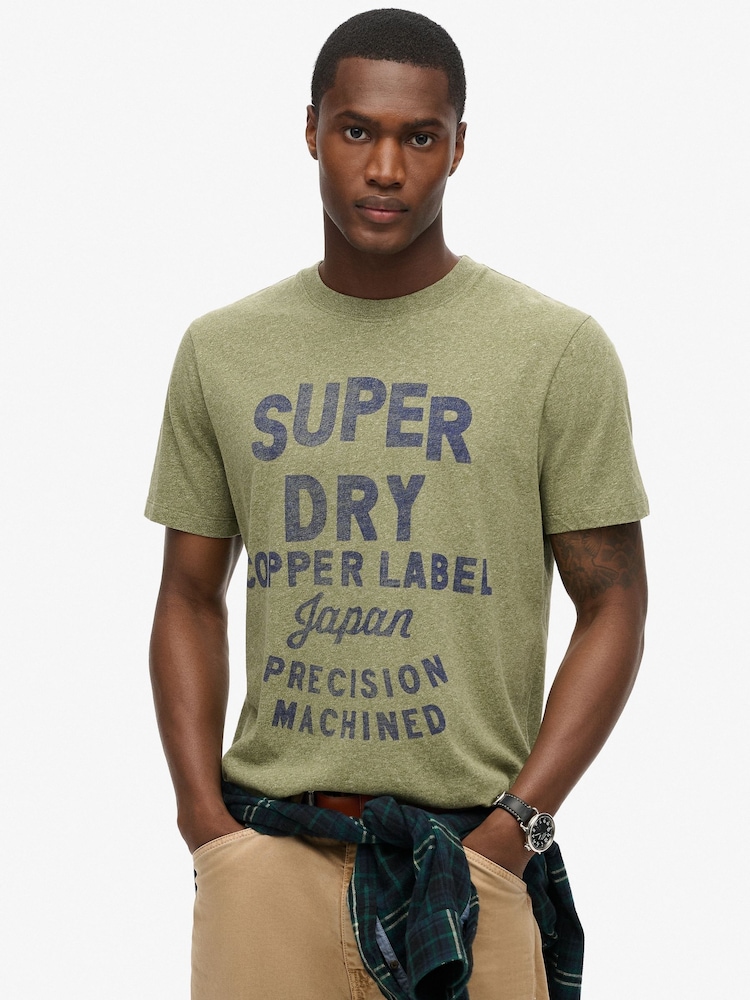 Superdry Green 100% Cotton Copper Label Workwear T-Shirt - Image 1 of 5