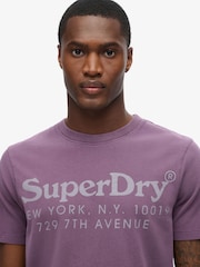 Superdry Soot Purple 100% Cotton Tonal Venue Logo T-Shirt - Image 3 of 5