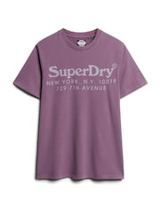 Superdry Soot Purple 100% Cotton Tonal Venue Logo T-Shirt - Image 4 of 5