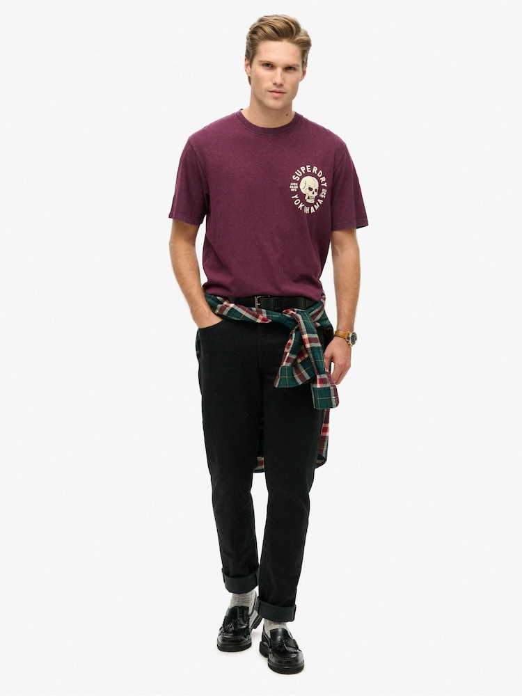 Lila - Superdry Lo-Fi lockeres T-Shirt mit Biker-Grafik aus 100 % Baumwolle - Bild 2 von 5
