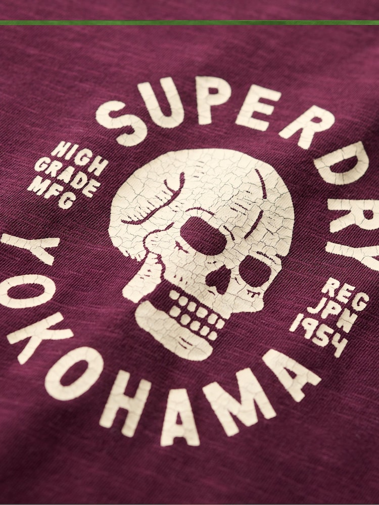 Lila - Superdry Lo-Fi lockeres T-Shirt mit Biker-Grafik aus 100 % Baumwolle - Bild 5 von 5