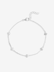 Simply Silver 925 Sterling Silver Diamond Cut Station Heart Bracelet - Image 1 of 1