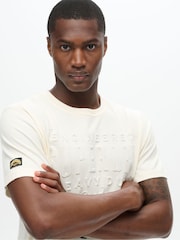 Superdry Rice White 100% Cotton Embossed Logo Graphic T-Shirt - Image 3 of 6