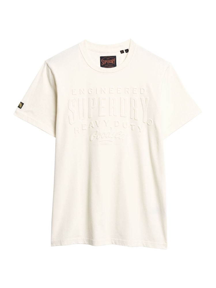 Superdry Rice White 100% Cotton Embossed Logo Graphic T-Shirt - Image 5 of 6