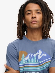 Superdry Blue 100% Cotton Outdoor Graphic Stripe T-Shirt - Image 3 of 5
