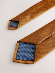 Yellow Slim Textured Tie - Image 3 of 3
