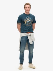 Superdry Blue Bottle 100% Cotton Tokyo Graphic T-Shirt - Image 1 of 4