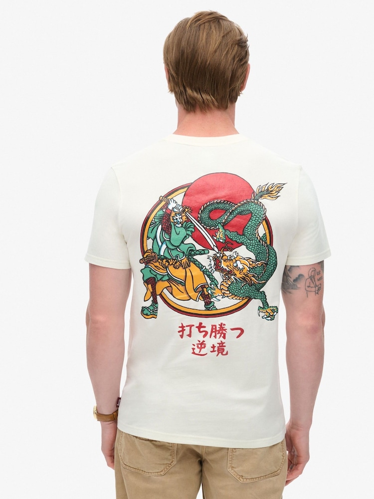 Superdry Off White 100% Cotton Tokyo Graphic T-Shirt - Image 2 of 5