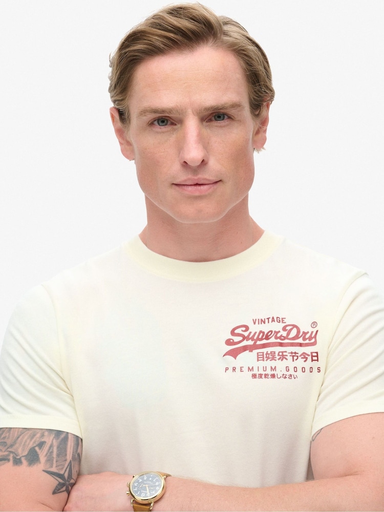 Superdry Off White 100% Cotton Tokyo Graphic T-Shirt - Image 3 of 5