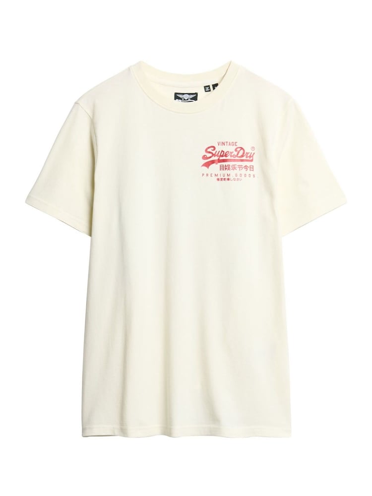 Superdry Off White 100% Cotton Tokyo Graphic T-Shirt - Image 4 of 5