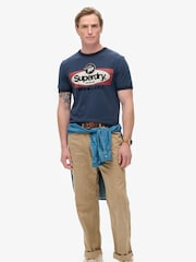 Superdry Richest Navy Ringer Workwear Graphic T-Shirt - Image 2 of 5
