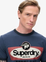 Superdry Richest Navy Ringer Workwear Graphic T-Shirt - Image 3 of 5