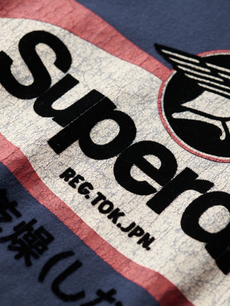 Superdry Richest Navy Ringer Workwear Graphic T-Shirt - Image 5 of 5