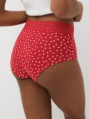 Cream/Grey/Red Midi Cotton and Lace Knickers 4 Pack - Image 3 of 9