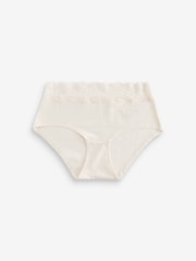 Cream/Grey/Red Midi Cotton and Lace Knickers 4 Pack - Image 6 of 9