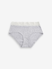 Cream/Grey/Red Midi Cotton and Lace Knickers 4 Pack - Image 8 of 9