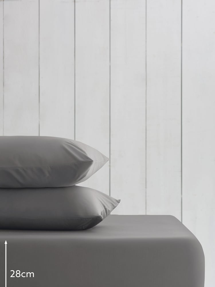 Charcoal Grey Cotton Rich Fitted Sheet - Image 2 of 2