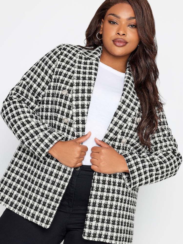Yours Curve Black Boucle Blazer - Image 2 of 5 Yours Curve Black Boucle Blazer - Image 2 of 5