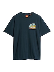 Superdry Eclipse Navy 100% Cotton Travel Postcard Chest T-Shirt - Image 4 of 5