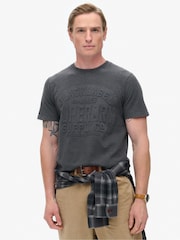Superdry Black 100% Cotton Embossed Logo Graphic T-Shirt - Image 1 of 6