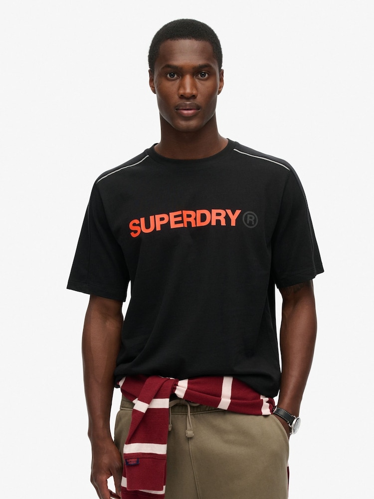 Superdry Black Relaxed 100% Cotton Sport Tech Logo T-Shirt - Image 1 of 5