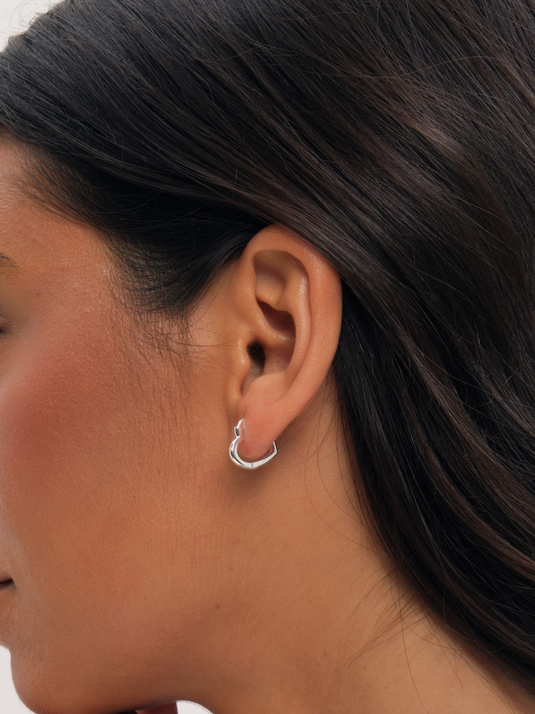 Simply Silver 925 Sterling Silver Heart Hoop Earrings - Image 1 of 3 Simply Silver 925 Sterling Silver Heart Hoop Earrings - Image 1 of 3