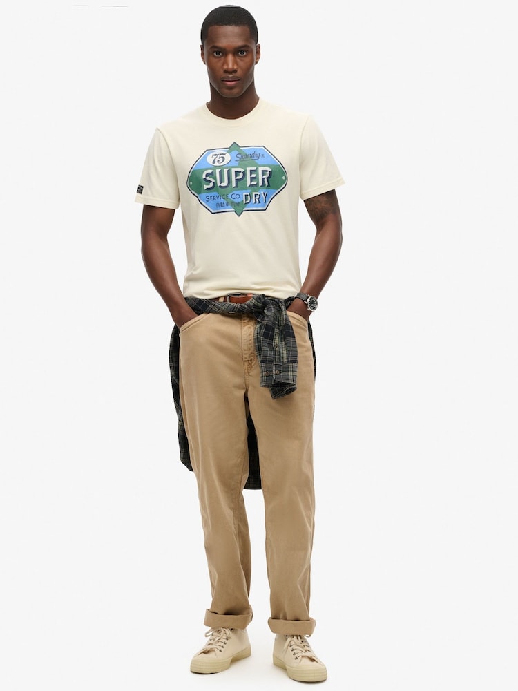 Superdry White 100% Cotton Gasoline Workwear T-Shirt - Image 2 of 5