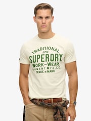 Superdry Cream Machined Goods Workwear T-Shirt - Image 1 of 5
