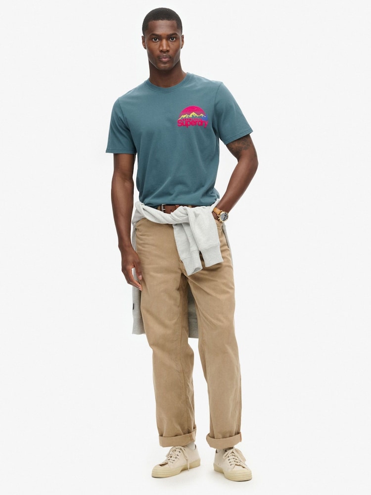 Albastru - Tricou din bumbac cu 100% și bumbac Superdry Great Outdoor - Imaginea 2 din 6