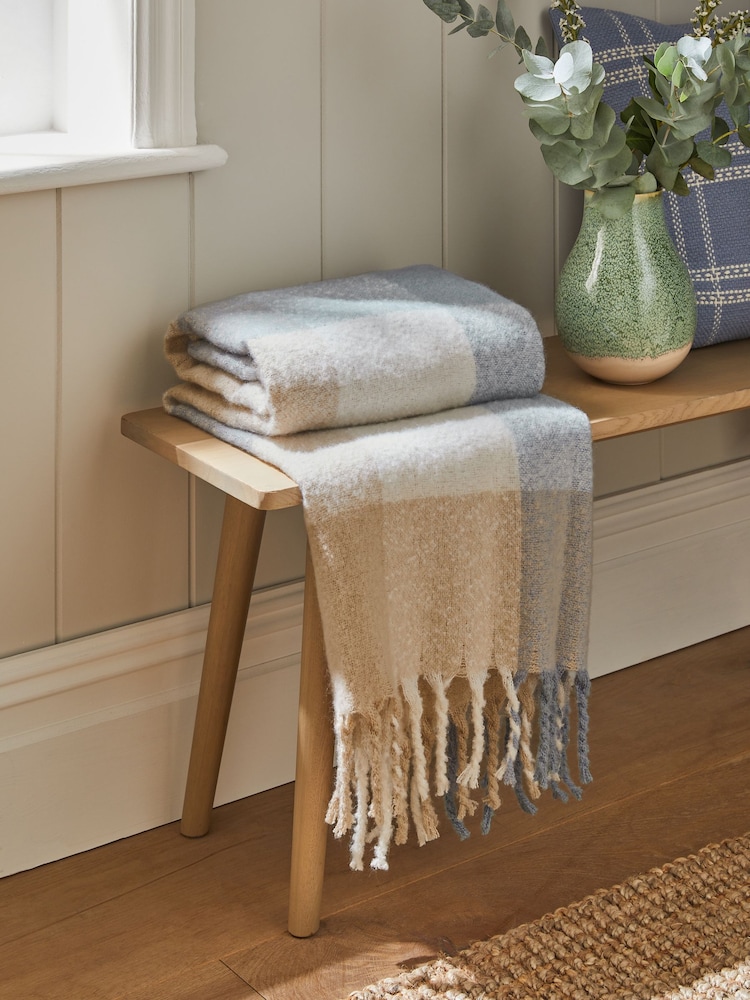 Blue Super Soft Ludlow Check Throw - Image 2 of 3