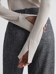 Reiss Stone Kylie Merino Wool Fitted Funnel Neck Top - Image 4 of 5