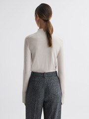 Reiss Stone Kylie Merino Wool Fitted Funnel Neck Top - Image 5 of 5
