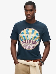 Superdry Eclipse Navy 100% Cotton Gasoline Workwear T-Shirt - Image 1 of 5
