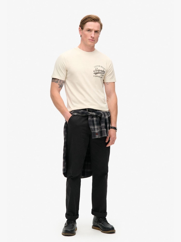 Superdry White Copper Label Chest 100% Cotton Graphic T-Shirt - Image 2 of 5