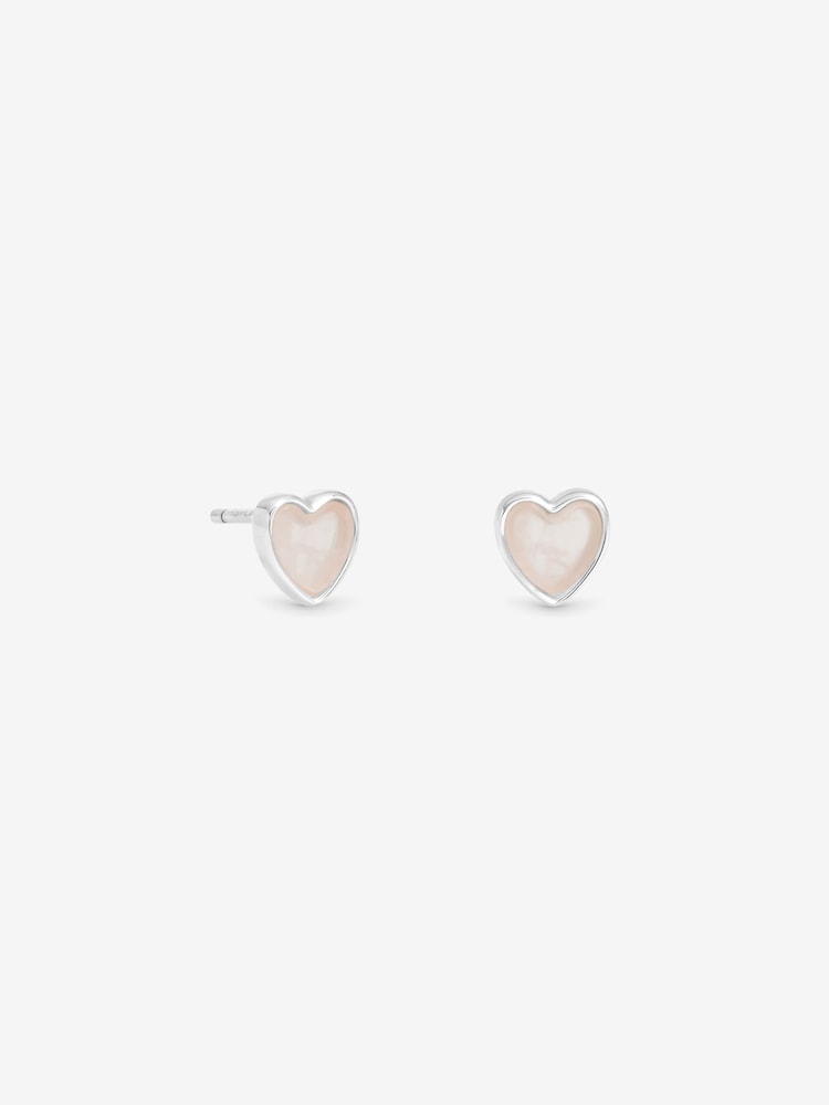 Simply Silver 925 Sterling Silver Heart Rose Quartz Stud Earrings - Image 3 of 3 Simply Silver 925 Sterling Silver Heart Rose Quartz Stud Earrings - Image 3 of 3